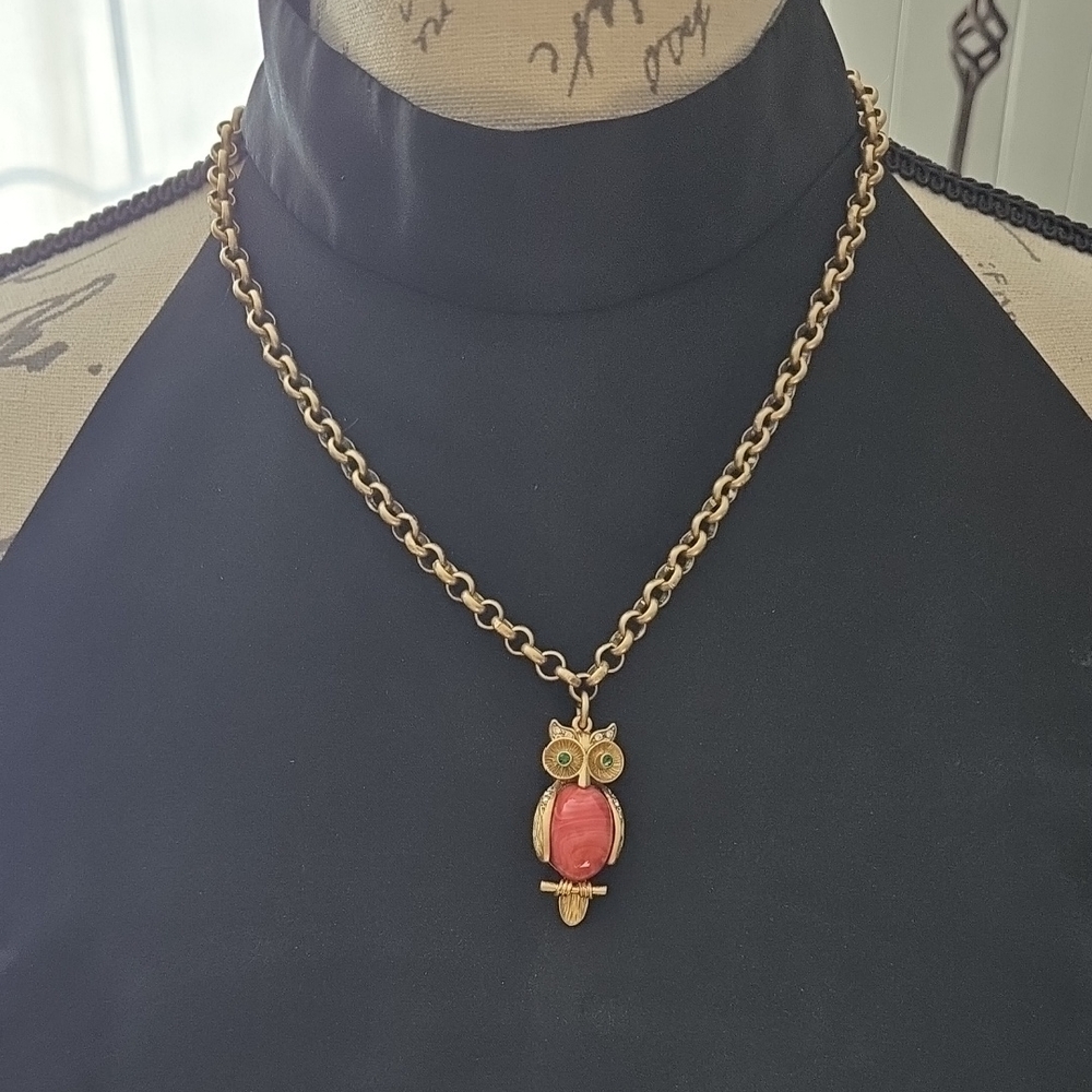 Stella & Dot Gold Necklace with Owl Pendant